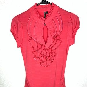 Small ruffled coral blouse